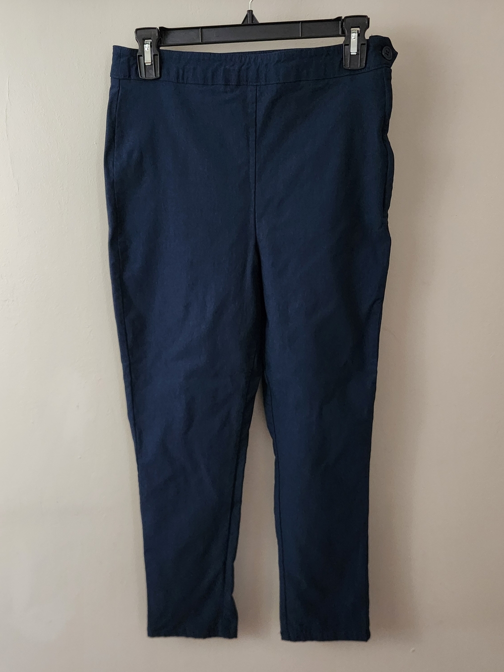 Modcloth Navy Pants Cropped Ankle Business Professional Side Closure Stretchy